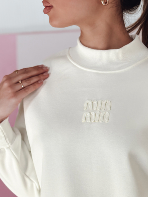 Damen Sweatshirt in Übergröße mit LOVASON Aufnäher ecru Dstreet BY1421