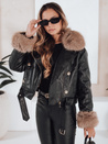 Damen Winter Lederjacke mit Kunstpelz schwarz Dstreet TY5210