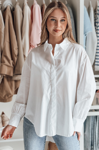 Damen Shirt in Übergröße mit längerem Rücken BLUOSIZE weiß Dstreet DY0457