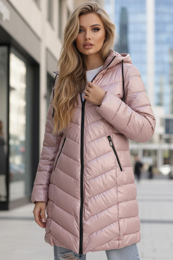 Damen Winterjacke lang gesteppt lila Dstreet TY5505