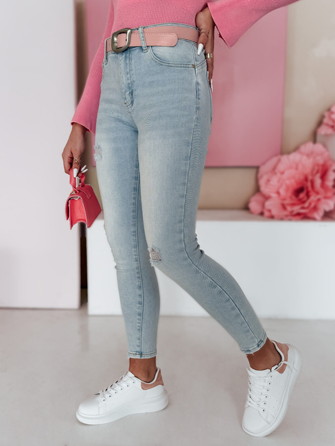 Damen Skinny Jeans Hose mit Gürtel SLIMIVI blau Dstreet UY2423