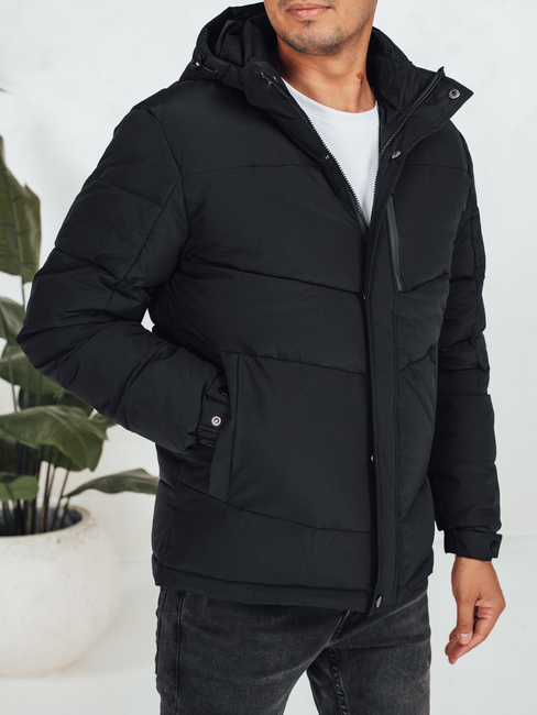 Herren Steppwinterjacke mit Kapuze schwarz Dstreet TX5069