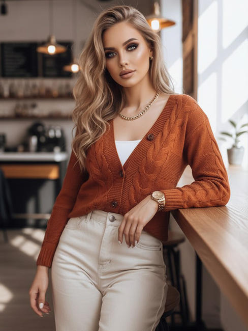 Damen Strickjacke NISTEL Farbe Camel DSTREET MY1684