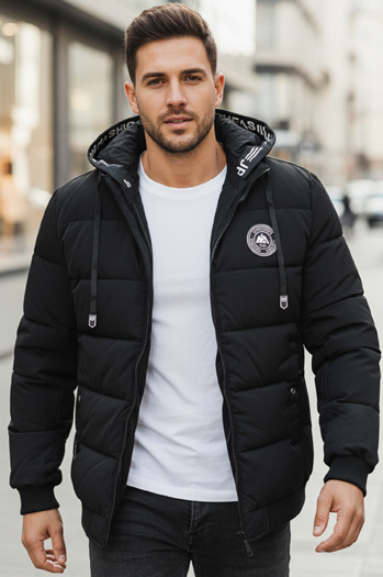 Herren Steppwinterjacke mit Kapuze schwarz Dstreet TX5072