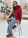 Kurze Damen Winter GLAMVO Daunenjacke mit Kapuze kastanienbraun Dstreet TY4949