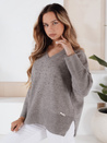 Damen Pullover mit V-Ausschnitt VERALIA grau Dstreet MY2519
