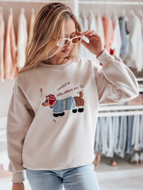 Damen Sweatshirt in Übergröße mit Stickerei DOGSWEETY cappuccino Dstreet BY1481