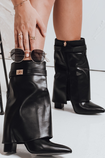 Damen Stiletto-Stiefel mit breitem Schaft schwarz Dstreet ZY1116