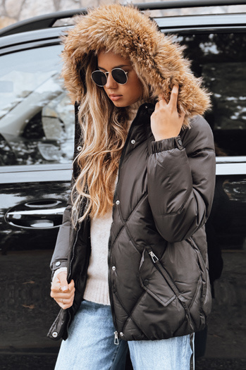 Damen Winter Steppjacke mit Kapuze schwarz Dstreet TY5232