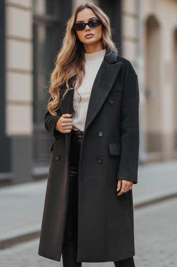 Damen Wintermantel lang oversize schwarz Dstreet NY0765z