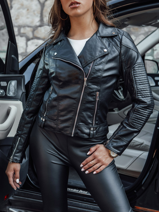 Damen Lederjacke Übergangsjacke kurz ramoneska TELIS schwarz Dstreet TY4556