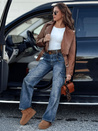 URBANNOW Damen Denim Cargohose mit Gürtel Set blau Dstreet UY2250