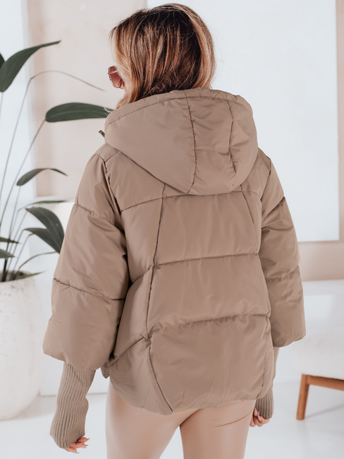 MISSLAYER Damen Winterjacke mit Kapuze dunkelbeige Dstreet TY5038