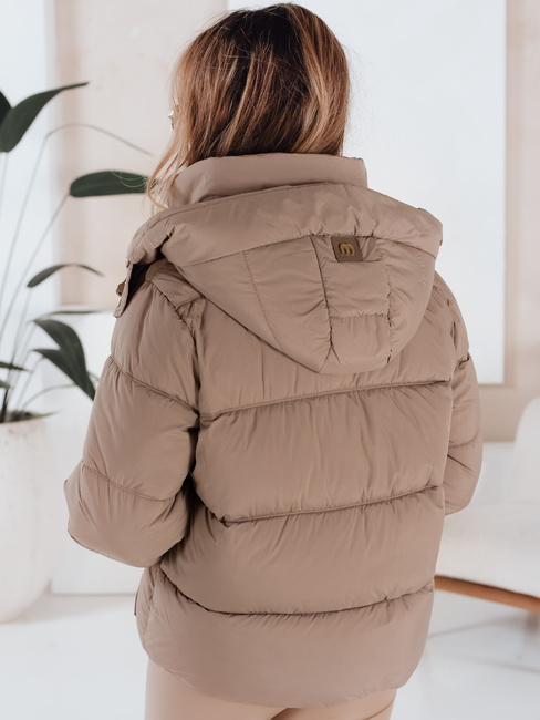 Gesteppte Winterjacke für Damen mit Kapuze in camel Dstreet TY5063