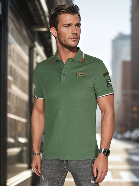 Herren-Poloshirt mit Aufnähern grün Dstreet PX0634