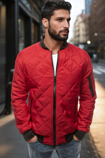 Herren Gesteppte Bomberjacke Weinrot Dstreet TX2210