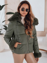 Kurze Damen Steppjacke mit Fell grün Dstreet TY5068