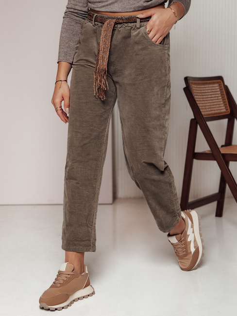 Damen Cordhose Einheitsgröße SOFTYLA mit khakifarbenen Streifen Dstreet UY2280