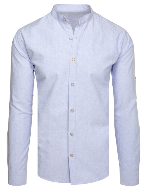Herren Langarmhemd mit schmalem Kragen blau Dstreet DX2662