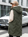 Lange Steppweste für Damen mit Kapuze grün Dstreet TY5106