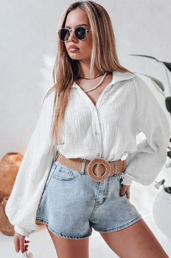 Damen-Musselin-Shirt in Übergröße MUSLINEA weiß Dstreet DY0473