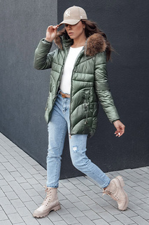 Damen Winterjacke mit Kapuze WINTERCHIC grün Dstreet TY4435