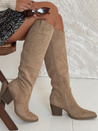 Damen Wildleder Stiefel mit Absatz beige Dstreet ZY1022
