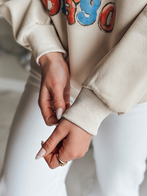 Damen Sweatshirt in Übergröße bedruckt LALA VIBE beige Dstreet BY1506