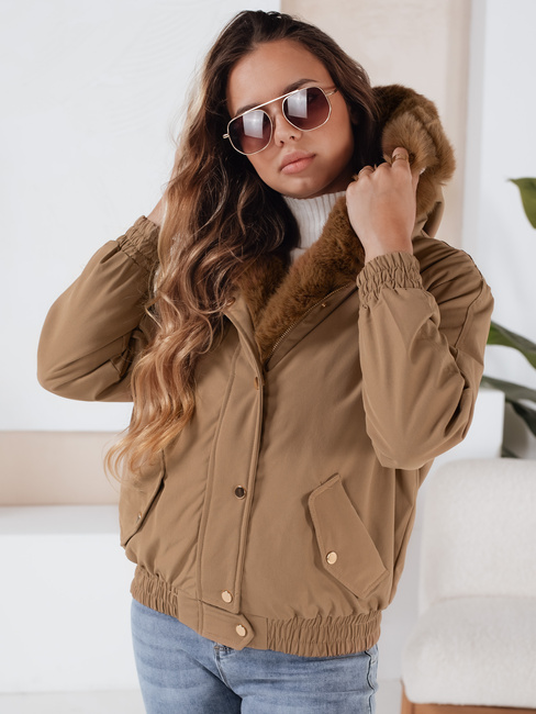 Damen Winterjacke VESSADA kurz mit Fell hellbraun Dstreet TY5061