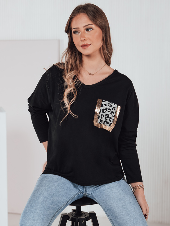 Bluzka damska oversize GLAMZONE z nadrukiem czarna Dstreet RY2682