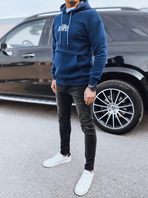 Herren Sweatshirt mit Aufdruck Farbe Dunkelblau DSTREET BX5661