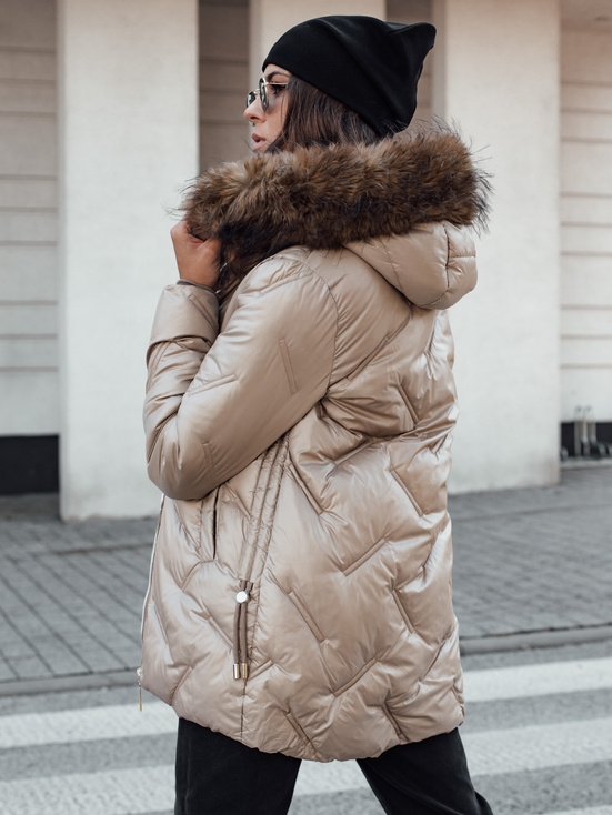 Damen CLASSIQ Winter Steppjacke mit Kapuze camel Dstreet TY4625