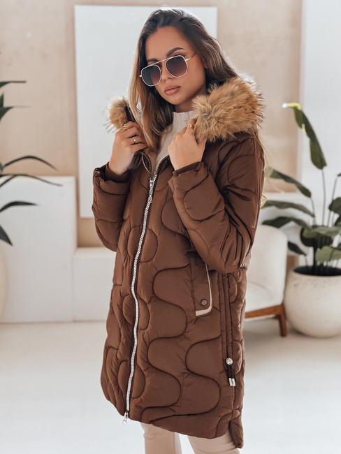 Damen Winterjacke VIRELIA gesteppt mit Kapuze braun Dstreet TY4936