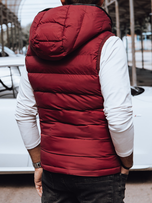 Herren Steppweste mit Kapuze rot Dstreet TX4742