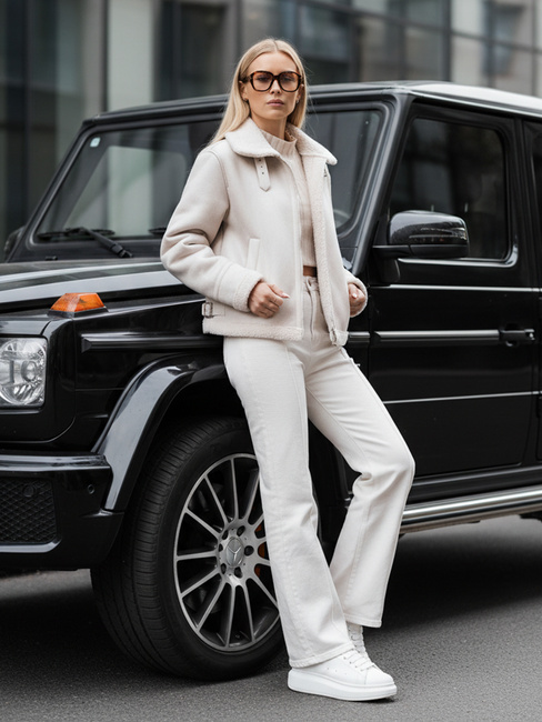 Damen Wildleder Schafsfell Mantel KASAMIRA weiß Dstreet TY4739