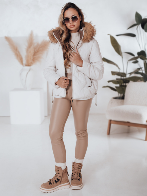 Damen Winterjacke COLDLIKE gesteppt mit Kapuze weiß Dstreet TY5002