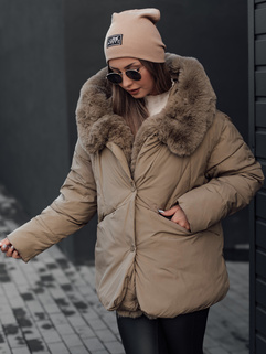 LUNAVI Damen gesteppte Winterjacke mit Fell hellbeige Dstreet TY4665_3