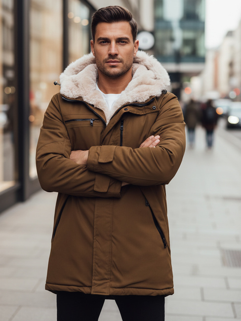 Herren Winter Parka Jacke mit Kapuze beige Dstreet TX4968