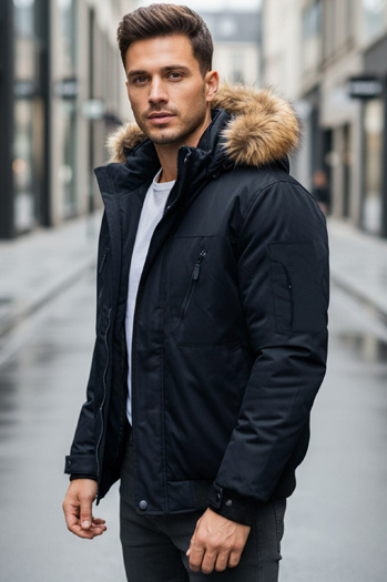 Herren Winterjacke mit Kapuze navy blau Dstreet TX5112