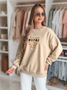 Damen Sweatshirt in Übergröße mit Herz SERDUCHOVA beige Dstreet BY1442