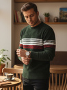Grün gestreifter Pullover für Männer Dstreet WX2280
