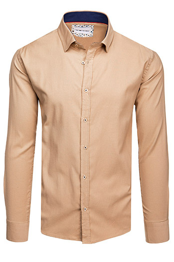 Herren Langarmhemd beige Dstreet DX2602