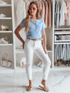 Damen Einheitsgröße gerippte Bluse KISS LOOK blau Dstreet RY2835