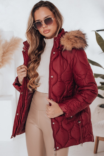 Damen Winterjacke LUMORE gesteppt mit Kapuze kastanienbraun Dstreet TY5014