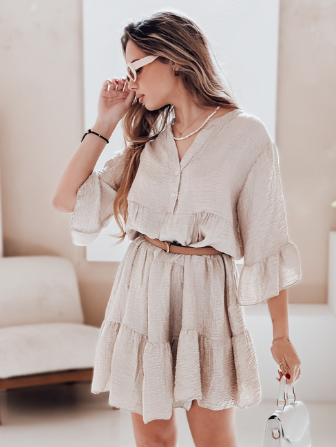 Sommer-Musselin-Kleid LYVONNE hellbeige Dstreet EY2615