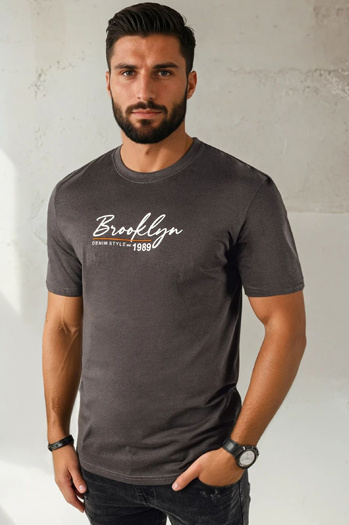 Herren T-shirt mit Aufdruck Farbe Dunkelgrau DSTREET RX5404