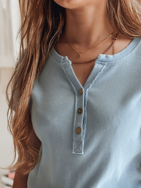 Damen Einheitsgröße gerippte Bluse KISS LOOK blau Dstreet RY2835