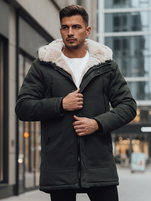 Herren Winter Parka Jacke mit Kapuze grün Dstreet TX4966z