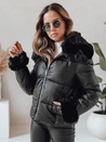 Kurze Damenjacke mit Fell schwarz Dstreet TY5067
