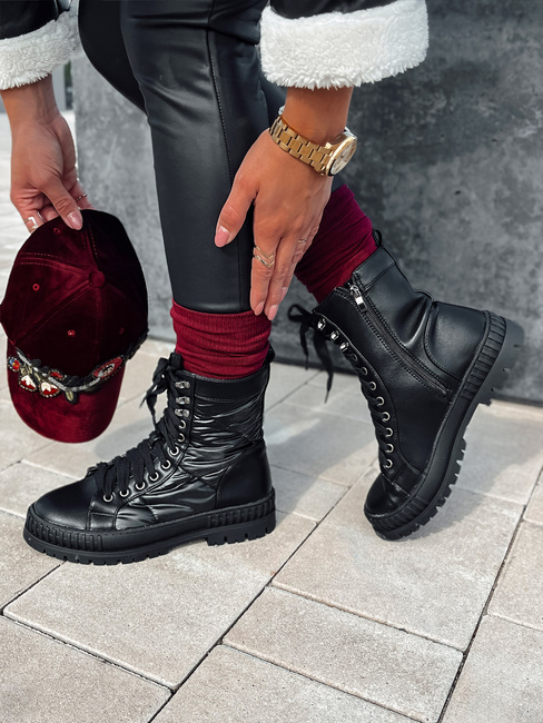 Damen CITYSTRY Schnürstiefel mit klobiger Sohle schwarz Dstreet ZY0539